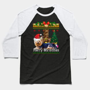Ugly Christmas Sweater YORKSHIRE TERRIERS Baseball T-Shirt